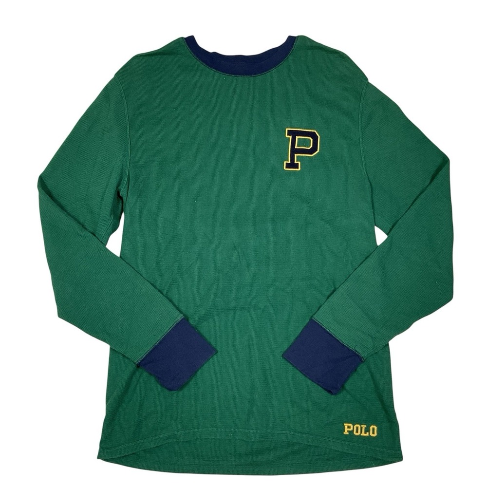 Polo‎ Ralph Lauren Waffle Knit Thermal Mens Green  Long Sleeve Shirt